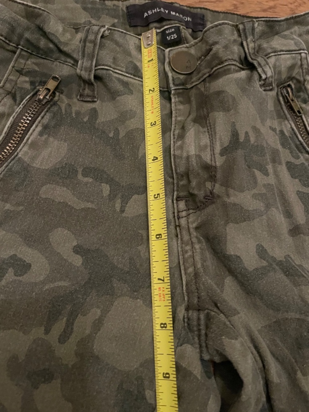 Ashley Mason Pants Junior Size 1/25 Camo Cargo Jeans Zip Pockets Size 1/25 - Picture 12 of 12